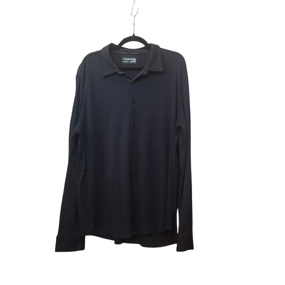 Mens Calvin Klein Liquid Touch Sz XL Button Front Long Sleeve Collared Shirt